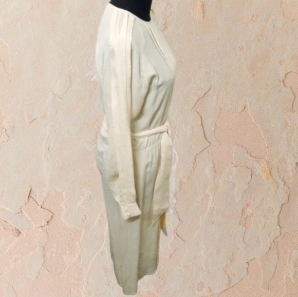 Vintage St. Pierre Ltd. Pleated Silk Shift Dress Size 6 Cream - Picture 14 of 15